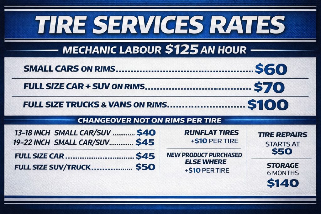 Tire Services Rates